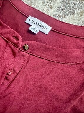 Calvin Klein Berry Red Henley Top size Medium